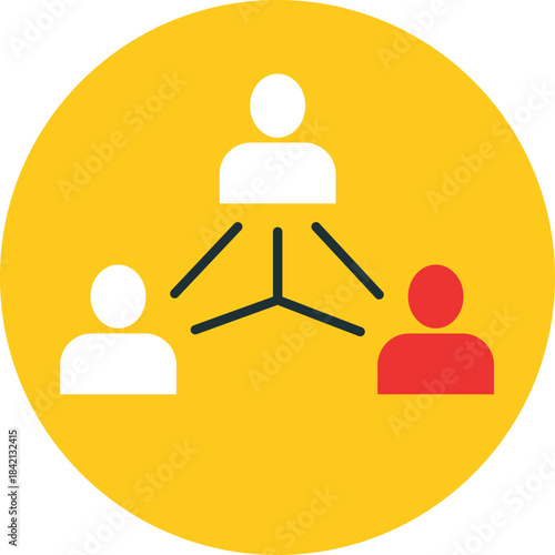 Yellow circle with three connected people connected white