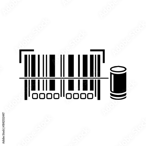 Black barcode symbol on a label with the words MADE IN CHINA represents product data for business sale and retail scanning technology