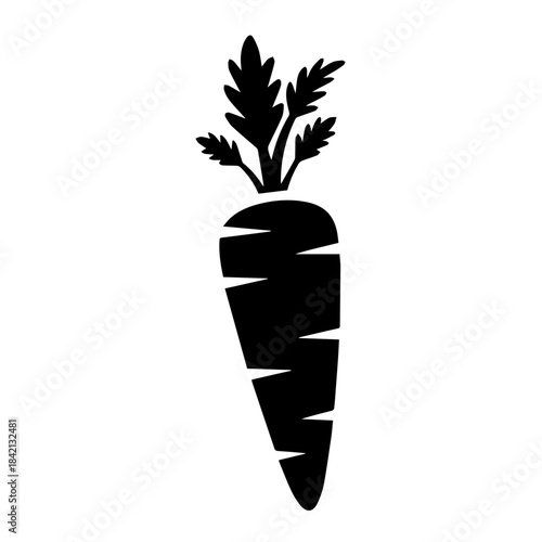 Vector illustration of a fresh orange carrot with green leaves, a healthy cartoon vegetable design