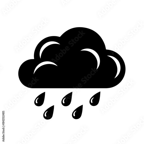 Weather icon illustration of a cloud with rain, a conceptual symbol for climate and forecast design