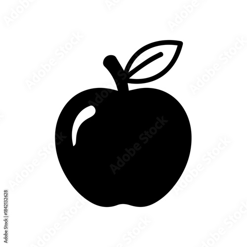 Vector illustration of a fresh green apple with leaf, a healthy food icon design
