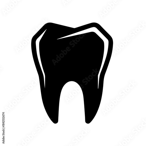 Black background vector icon of a healthy human molar for dental health care and hygiene illustration
