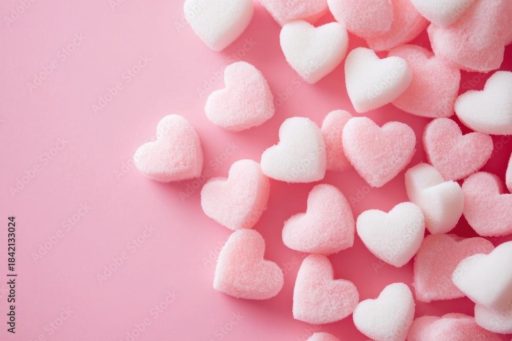 Obraz premium Light pink background with blurred hearts valentine's sweets cute.