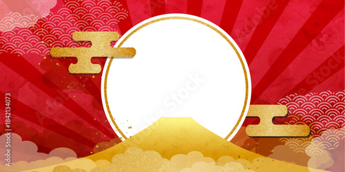 金雲と富士のシルエットが映える和風フレームデザイン