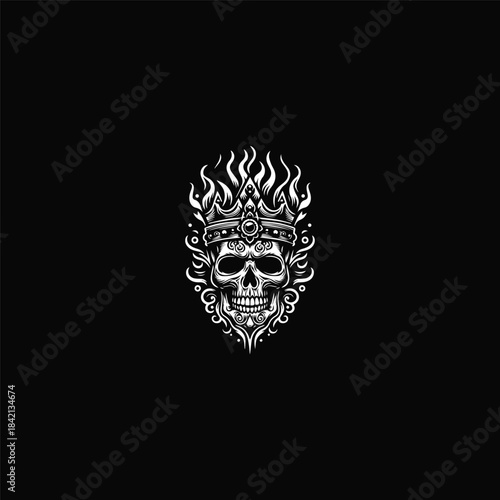 Skull fire logo template featuring a fierce flaming skull with bold vector lines and a modern edgy style. Represents power, intensity, rebellion, and energy. Suitable for gaming teams, motorcycle club