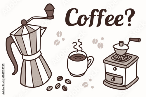 Coffee preparation illustration