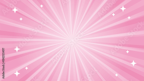 ピンクの集中線とキラキラ背景【16:9素材シリーズ】