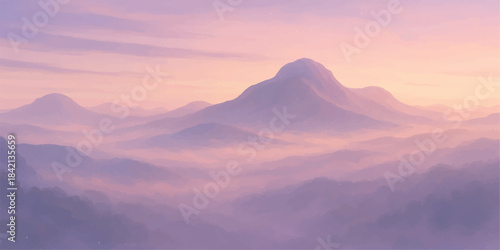 Sunrise and sunset views across the mountain landscape, with fog, clouds, and morning mist filling the valley and blue summer sky