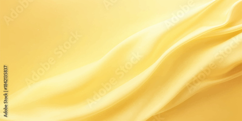 Golden yellow silk fabric with soft flowing waves, perfect for a luxurious textile backdrop or smooth satin wallpaper design