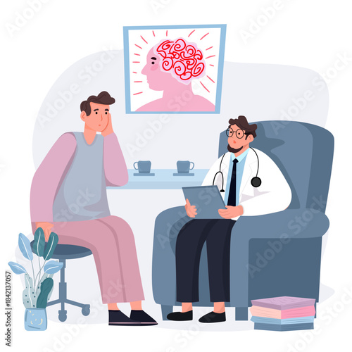 Psychologist Counseling Patient in Office
