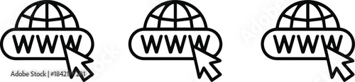 website globe www cursor icon navigation horizontal vector set pack ui