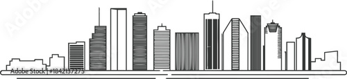 houston skyline silhouette landmark line art vector cityscape