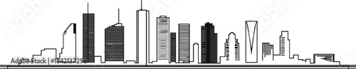 houston skyline abstract line drawing urban outline vector