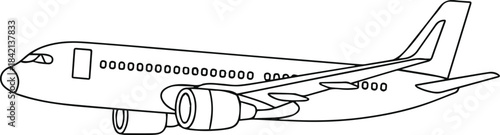 airplane passenger cabin window row seating layout vector line drawing