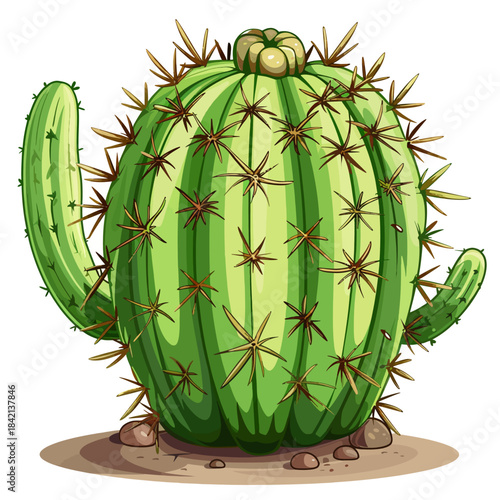 Pincushion cactus isolated on white 