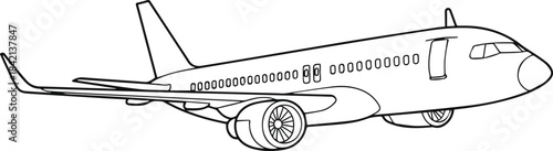 airplane technical schematic fuselage wings engine cockpit line vector