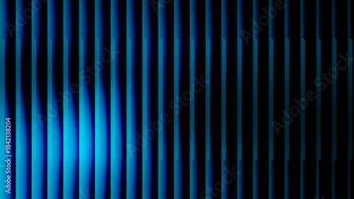 Wavy  glass stripes background, luminous vertical lines on a dark gradient with ribbed glow and blur, sleek wallpaper for banners posters web and tech branding