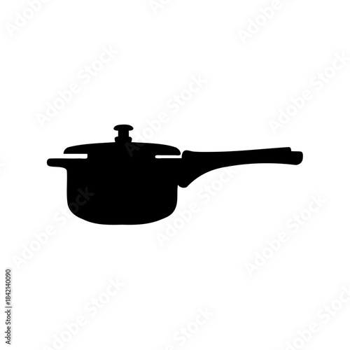 Classic kitchen utensil: a simple black silhouette icon of a pressure cooker