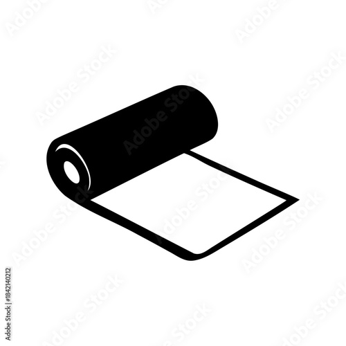 Simple icon of a rolled material unrolling, symbolizing carpet, fabric, or insulation