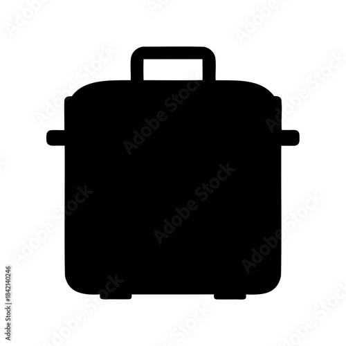 Black silhouette icon of a modern pressure cooker or a large kitchen cooking pot