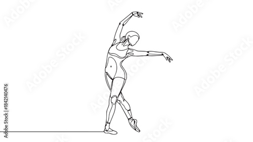 Elegant sketch of a young woman in a flowing dress dancing gracefully outline vector.