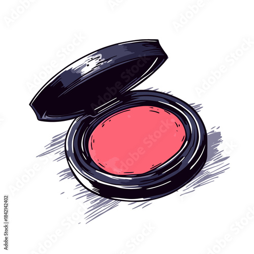 Pink powder pad isolated white background 