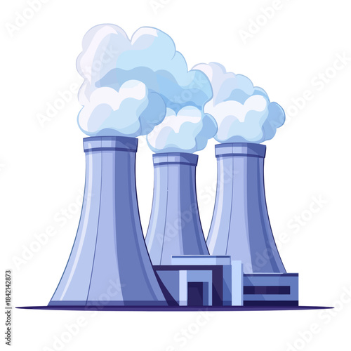 nuclear power plant with smoke
