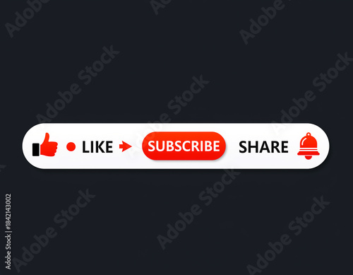 Social Media Like Subscribe and Share Button Bar image