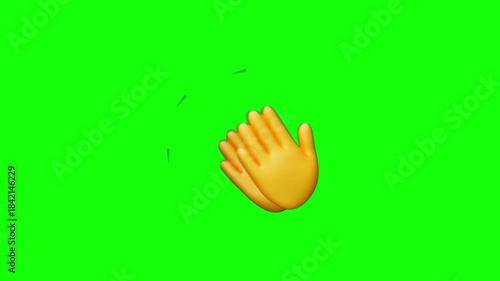 Applause 3d yellow cartoon hands clapping animation for celebration on transparent background.