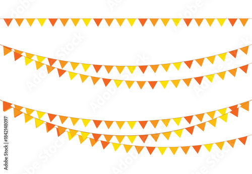 Triangle bunting. carnival, birthday, party and holiday decoration flags. festive flag garlands. vector flags. vector illustration