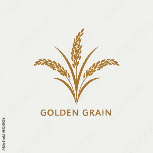A stylized golden grain plant illustration with the text "GOLDEN GRAIN" on a light background.