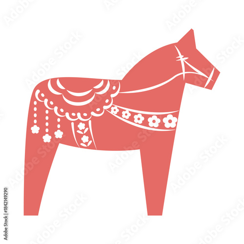 赤いダーラナホースのシンプルでかわいいイラスト