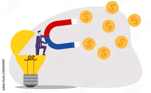 Good idea attracts investment. Turning creative ideas into financial gains, or leveraging innovative thinking to draw profits.
