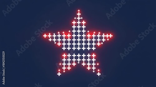 Animated Star Shape Made of Bright Crosses Creating a Dynamic Visual Display