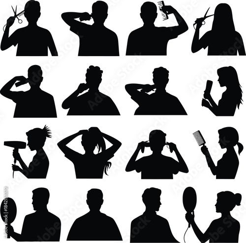 Hair care and personal grooming silhouettes