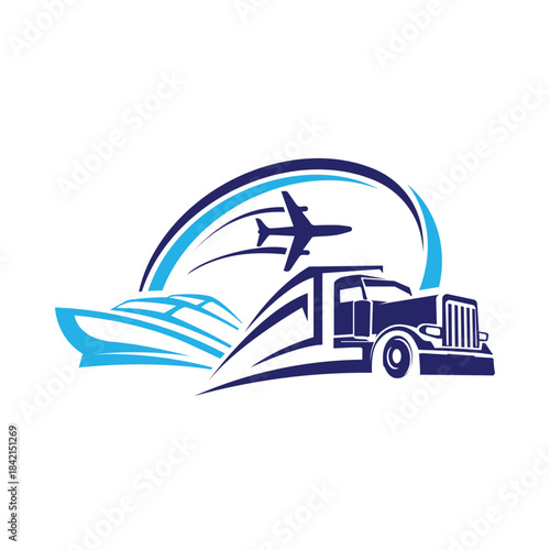 Cruise travel and transportation logo, luxury cruise ship and air travel icon, tourism and travel agency business symbol, ocean cruise transport branding, professional travel company logo.