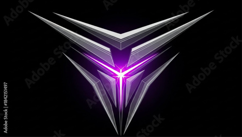 Futuristic silver and purple cyber emblem