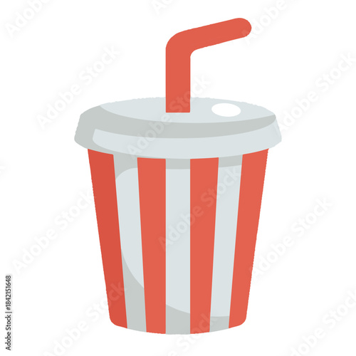Striped Fast Food Drink Cup with Straw