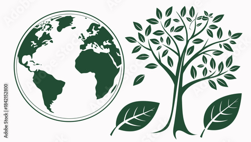 Earth Nature Care Icons Set – Eco Globe, Green Planet, Leaf Symbols, Environmental Conservation Vector Collection