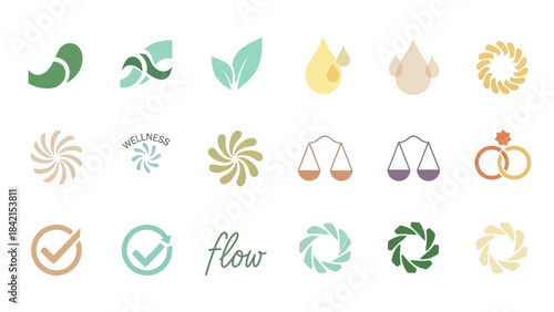 Visual Harmony of Icons: A captivating assortment of minimalistic icons, representing a spectrum of themes, meticulously arranged to create a visually appealing collection.