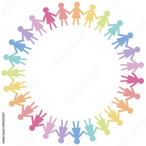 女性シルエットが円になってつながる穏やかなコミュニティとサポートを表すサークルデザイン。協力やつながりを感じさせる柔らかなコンセプトイメージ｜女性,つながり,協力