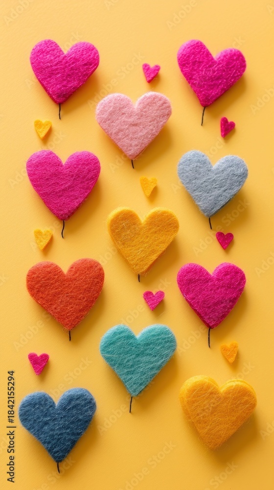 Obraz premium Wallpaper of felt heart confectionery celebration creativity.