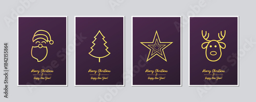 Minimalist christmas santa claus vector icon on dark purple background