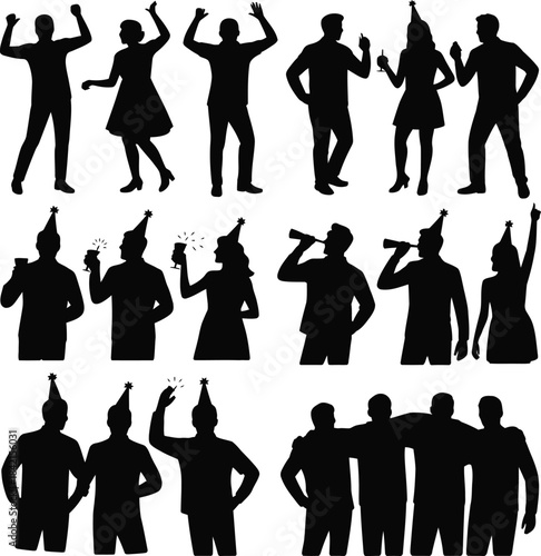 Celebration and party people silhouettes collection