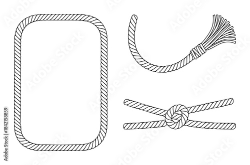 Twisted Rope Frame Tassel and Knot Isolated Line