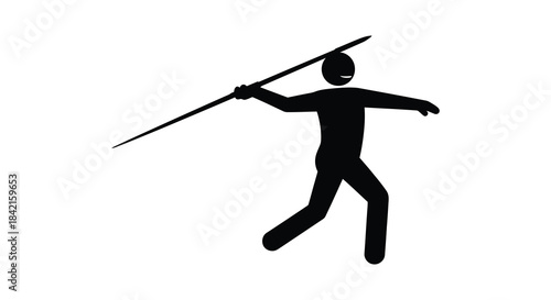 A striking image of an athlete in motion throwing a javelin presented as a silhouette