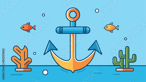 Anchor Icons Set – Nautical Sea Symbols, Marine Anchor Collection in Flat Minimal Style Vector