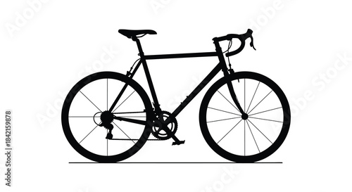 A striking black silhouette of a road bicycle displaying its classic frame and components silhouette