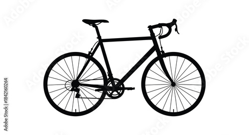 A striking black outline of a road bicycle detailed components clearly visible a beautiful silhouette