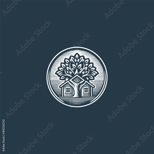 House tree logo design template vector illustration